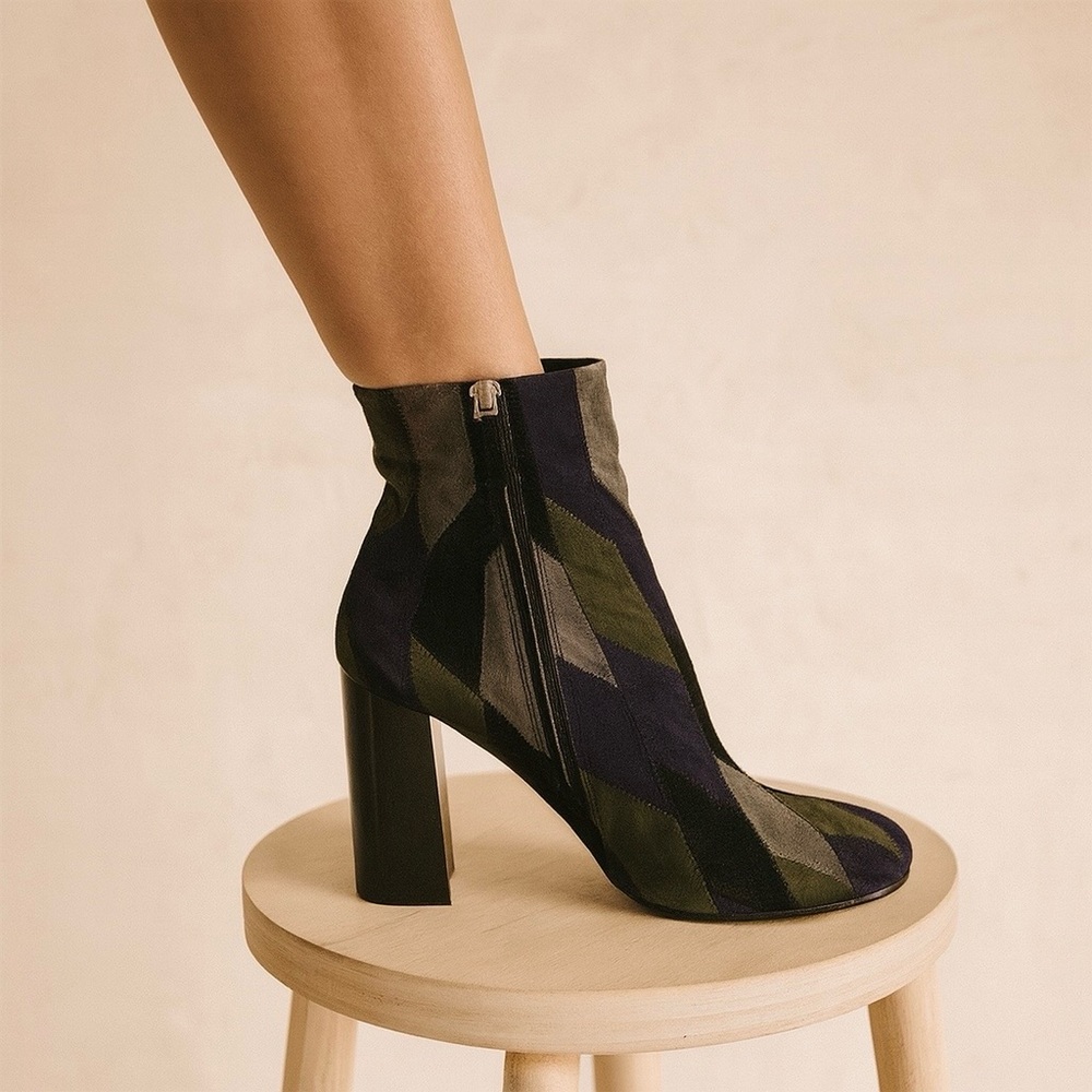 Prada Multicolour Suede Patchwork Ankle Booties Size 38